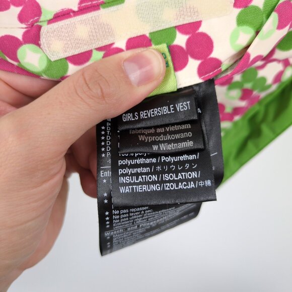Burton Girls Reversible Puffer Vest XL Pink Green Outdoor Preppy Cold Weather - Picture 8 of 14